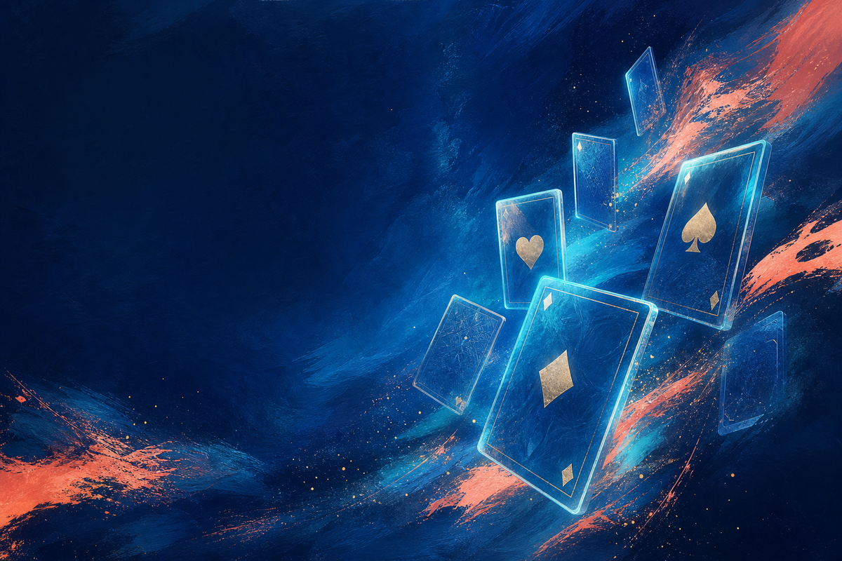 Glass playing cards in cobalt light